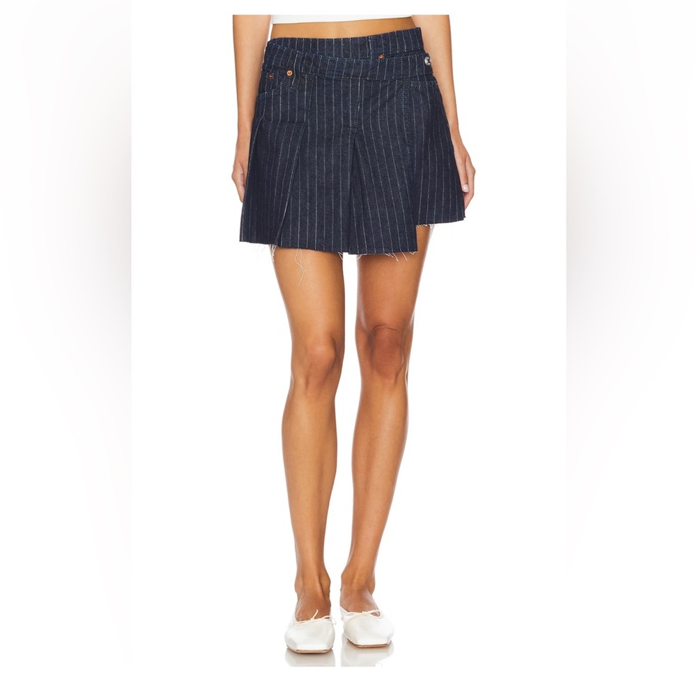 RE/DONE Tennis Wrap Denim Skirt Indigo Pin
